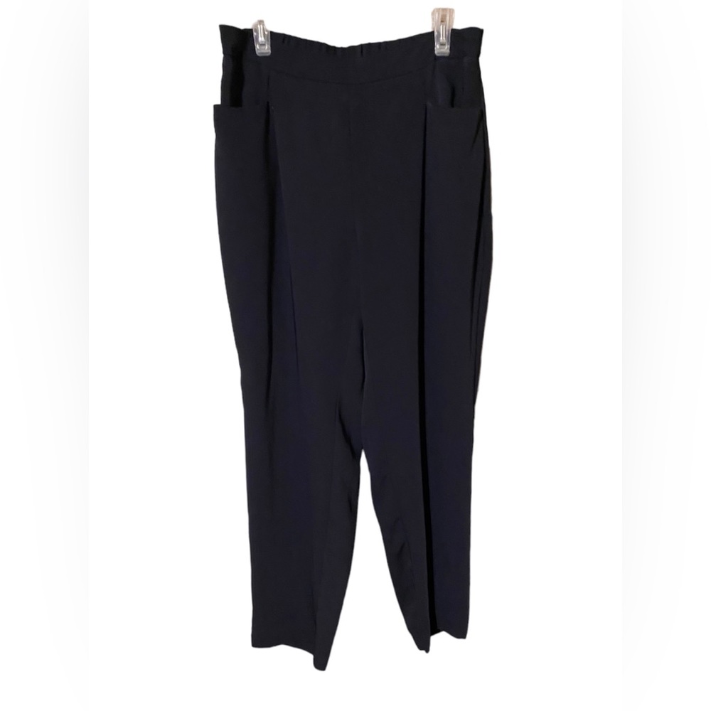 Chicos Pull On Ankle Pants Women’s Size 2 Large 12 Black Pockets High Rise Comfy
